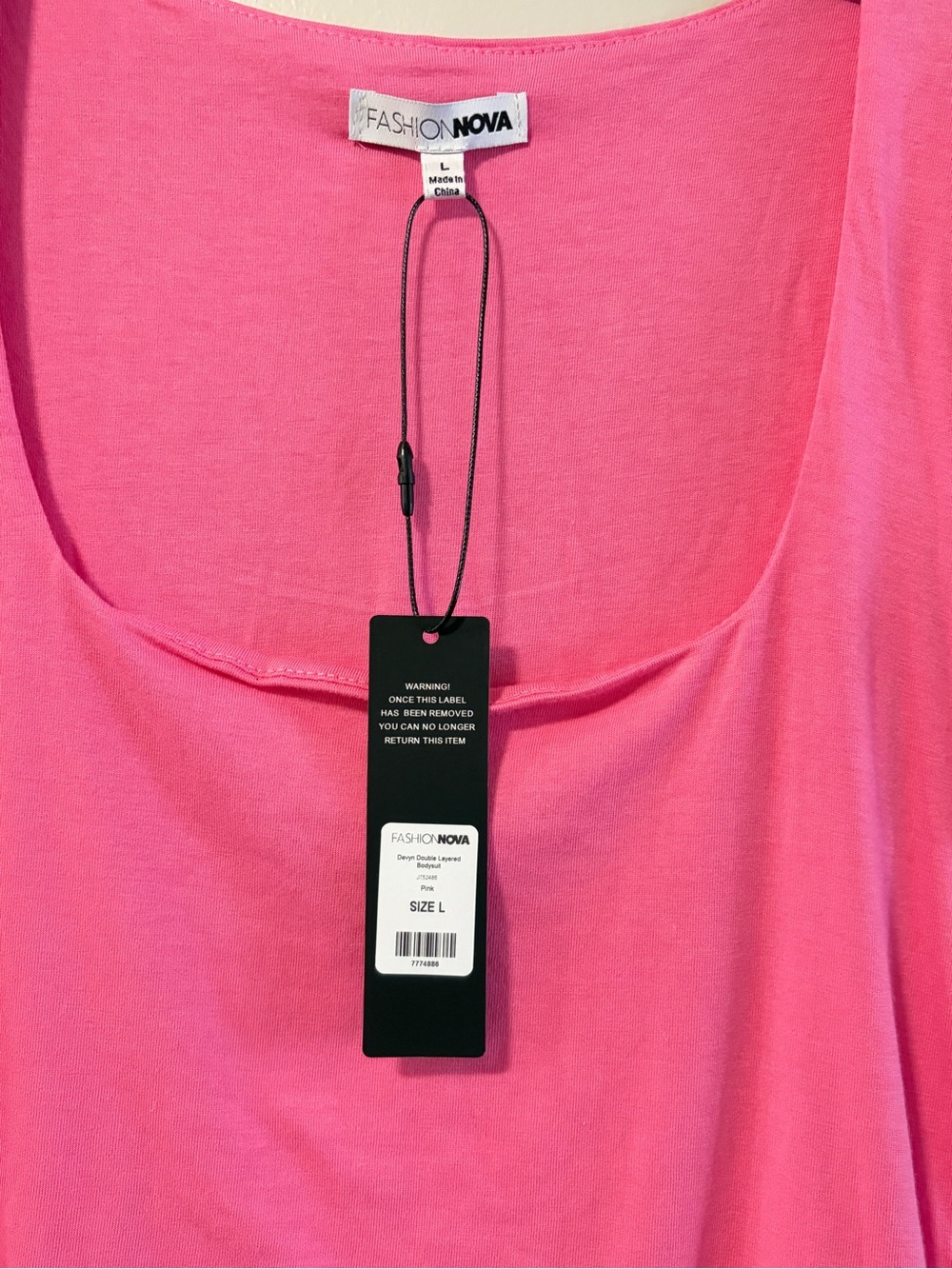 Fashion Nova Hot Pink Scoop Neck Short Sleeve Bodysuit - Picture 4 of 6